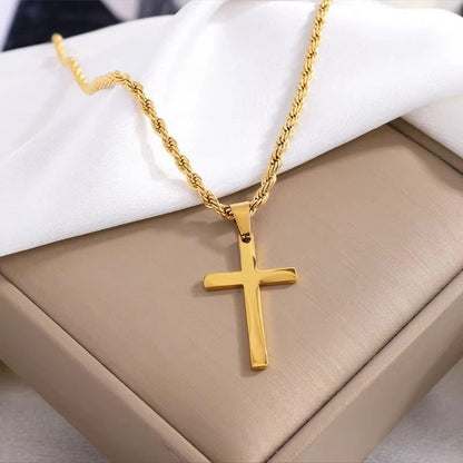 Minimalist Gold Cross Necklace Set for Men and Women Matching Couple Pendant Jewelry