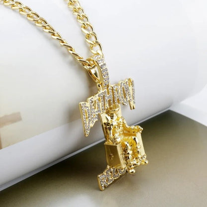 Iced Out Prisoner Pendant Necklace AAA Zircon Hip Hop Statement Chain