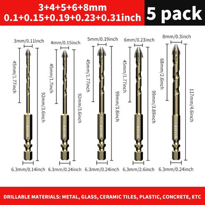 Tungsten Carbide Tile Drill Bit Set for Glass, Concrete, and Ceramic Tiles