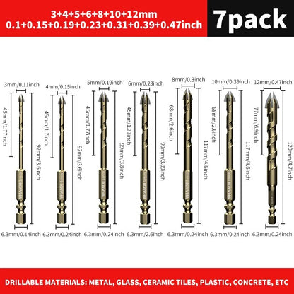 Tungsten Carbide Tile Drill Bit Set for Glass, Concrete, and Ceramic Tiles