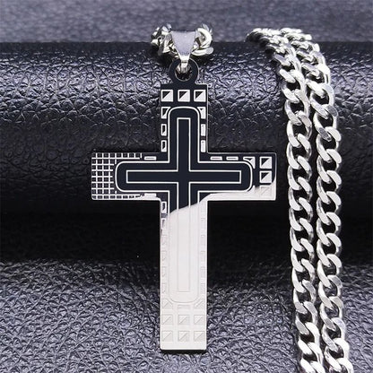 Jesus Cross Necklace Stainless Steel Gold Hip Hop Pendant Chain