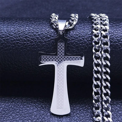 Jesus Cross Necklace Stainless Steel Gold Hip Hop Pendant Chain