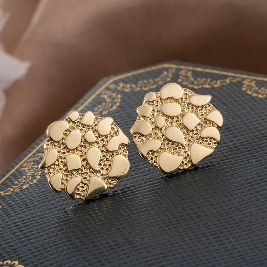 Gold Nugget Stud Earrings 18K Gold Plated Statement Earrings for Women