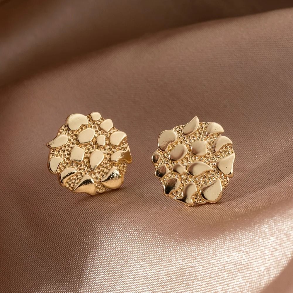 Gold Nugget Stud Earrings 18K Gold Plated Statement Earrings for Women