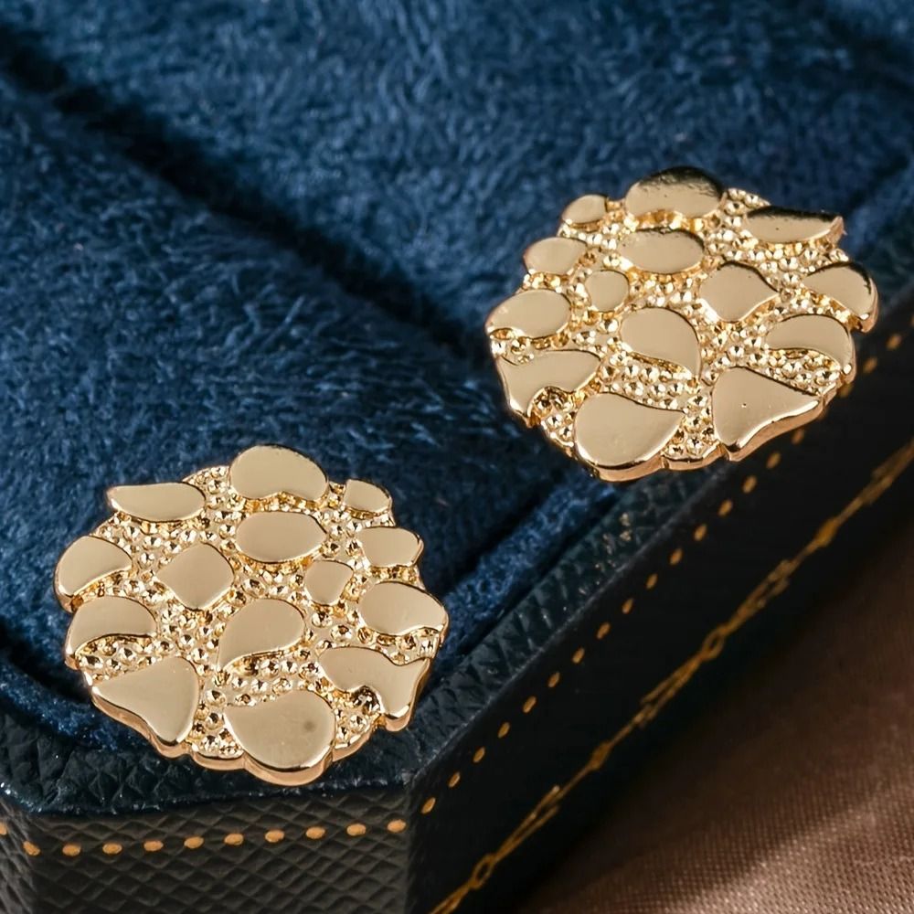 Gold Nugget Stud Earrings 18K Gold Plated Statement Earrings for Women