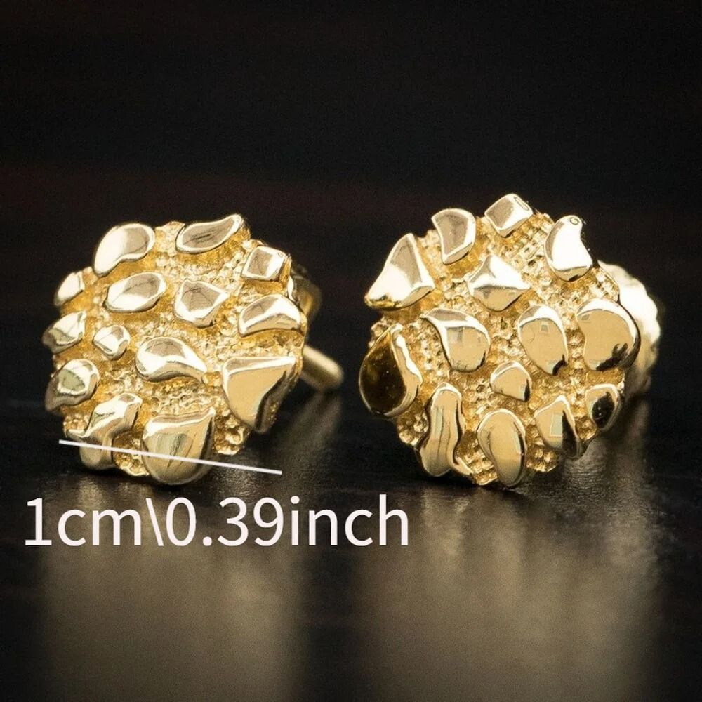 Gold Nugget Stud Earrings 18K Gold Plated Statement Earrings for Women