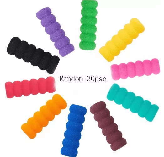 30PCS Soft Sponge Pencil Grips for Kids – Anti-Slip Handwriting & Finger Support Set