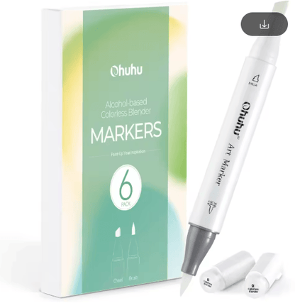 Ohuhu Honolulu Colorless Blender Markers (6-Pack) – Alcohol-Based No.0 Blender Pens