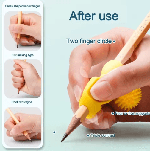Cartoon Silicone Pencil Grip Set (4PCS) – Writing Posture Corrector for Kids