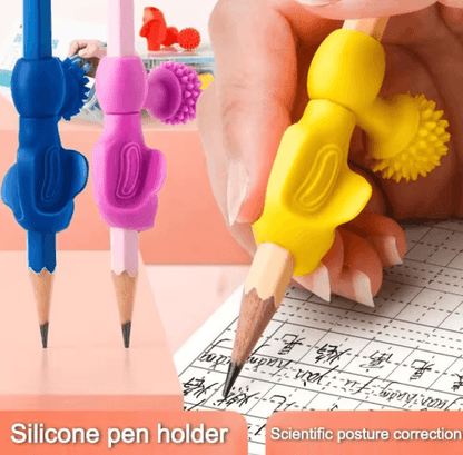 Cartoon Silicone Pencil Grip Set (4PCS) – Writing Posture Corrector for Kids