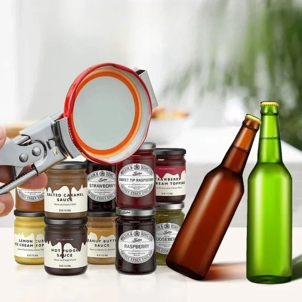 Heavy Duty Stainless Steel Adjustable Bottle Jar Can Opener Easy Grip Kitchen Tool for Effortless Opening