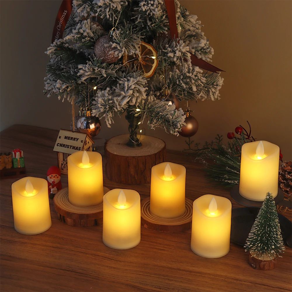 6-Piece Flickering Flameless LED Candle Set – Battery Operated Electric Candles for Weddings, Home & Table Decor