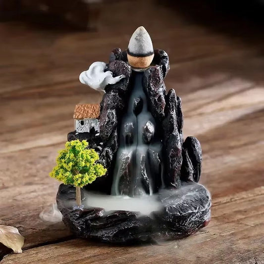 Backflow Incense Holder Waterfall Burner with Aromatherapy Cones Home Decor Set