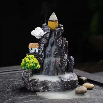Backflow Incense Holder Waterfall Burner with Aromatherapy Cones Home Decor Set