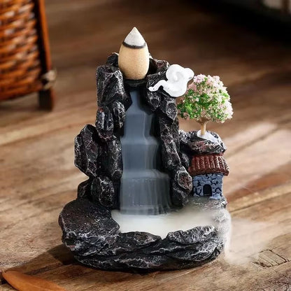 Backflow Incense Holder Waterfall Burner with Aromatherapy Cones Home Decor Set