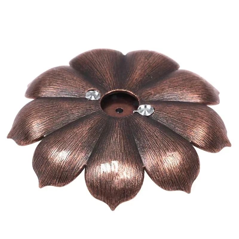 Lotus Alloy Incense Burner Plate Bronze Stick Holder for Meditation and Home Decor