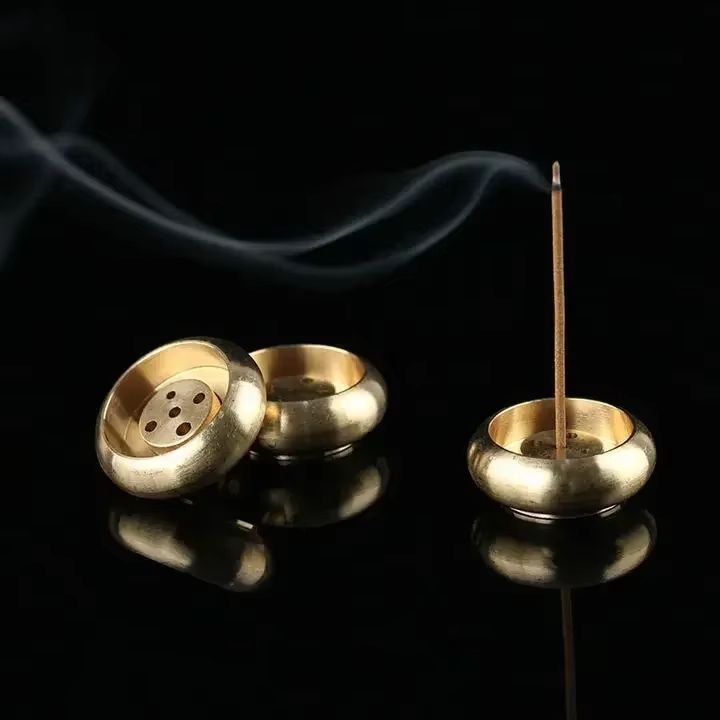 Bronze Lotus Alloy Incense Burner Plate Stick Holder Zen Meditation Decor