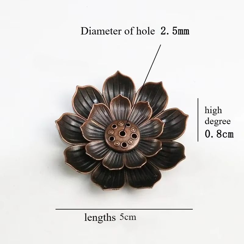 Bronze Lotus Alloy Incense Burner Plate Stick Holder Zen Meditation Decor