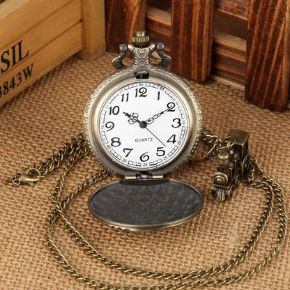 Steampunk Pocket Watch Vintage Train Quartz Pocket Watch Necklace Pendant