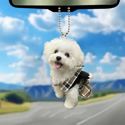 Cute Puppy Car Charm Acrylic Pendant – Kawaii Dog Rearview Mirror Accessory & Bag Keychain