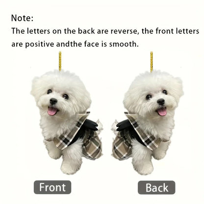 Cute Puppy Car Charm Acrylic Pendant – Kawaii Dog Rearview Mirror Accessory & Bag Keychain