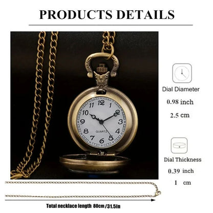 Vintage Motorcycle Pocket Watch Retro Quartz Pendant Necklace Watch