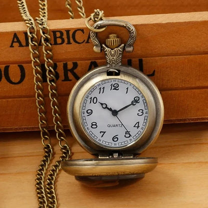 Vintage Motorcycle Pocket Watch Retro Quartz Pendant Necklace Watch
