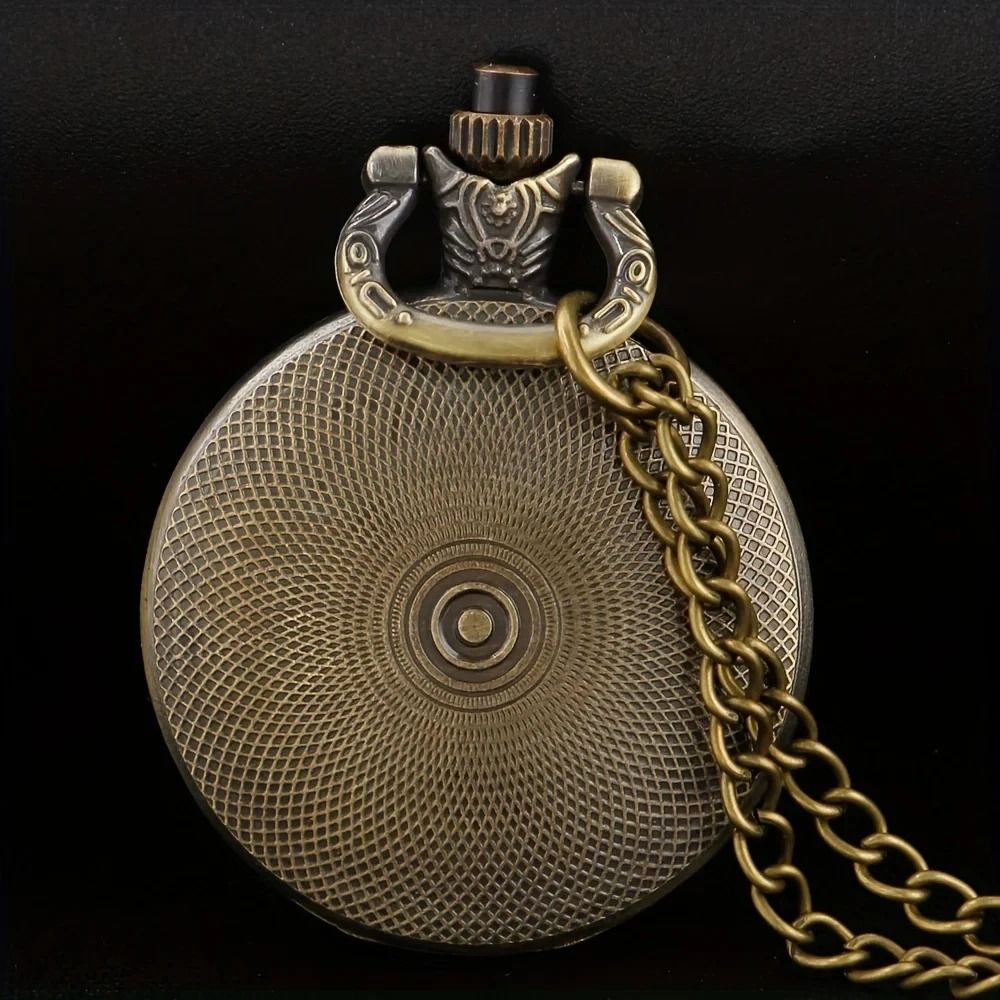 Vintage Motorcycle Pocket Watch Retro Quartz Pendant Necklace Watch