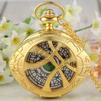 Eye Pendant Pocket Watch Vintage Quartz Necklace Retro Style Timepiece