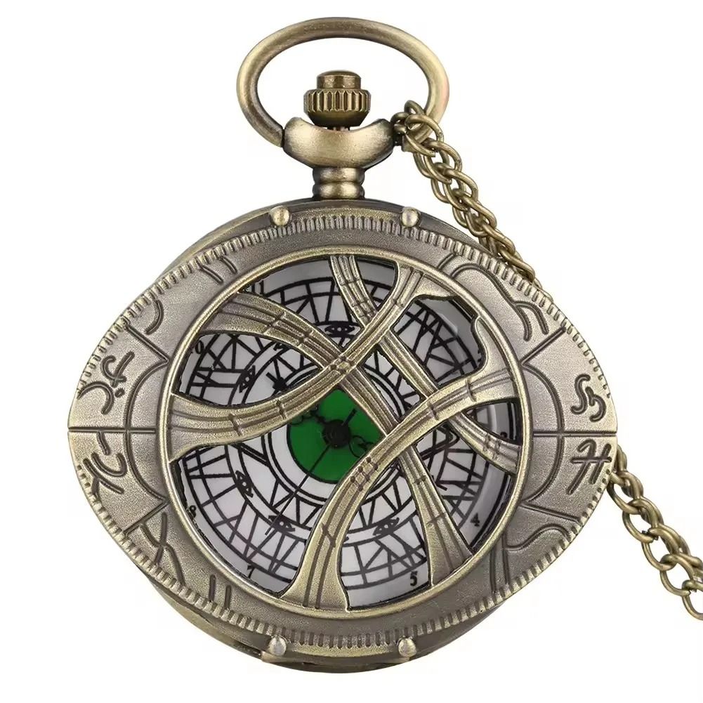 Eye Pendant Pocket Watch Vintage Quartz Necklace Retro Style Timepiece