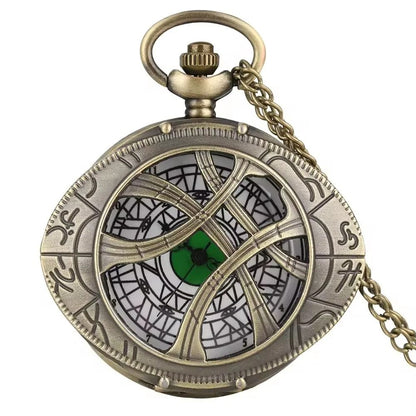 Eye Pendant Pocket Watch Vintage Quartz Necklace Retro Style Timepiece
