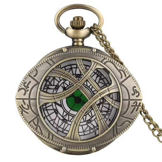 Eye Pendant Pocket Watch Vintage Quartz Necklace Retro Style Timepiece