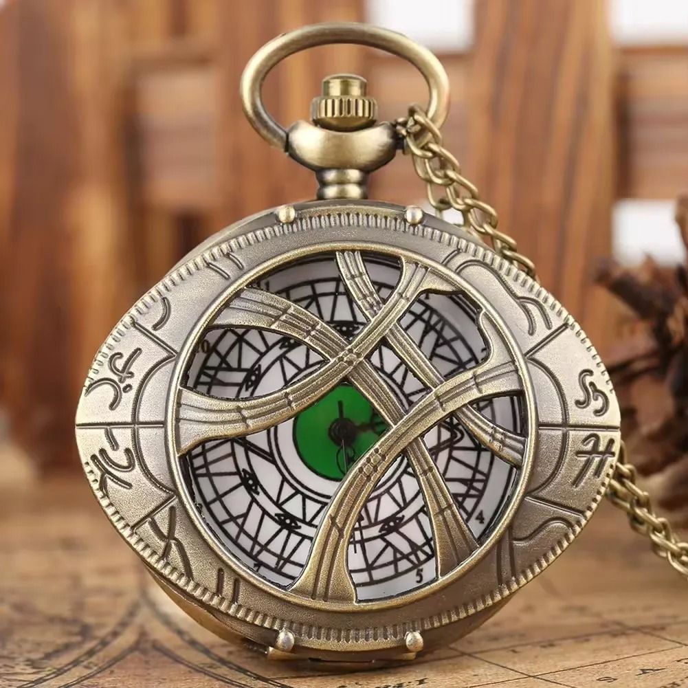 Eye Pendant Pocket Watch Vintage Quartz Necklace Retro Style Timepiece