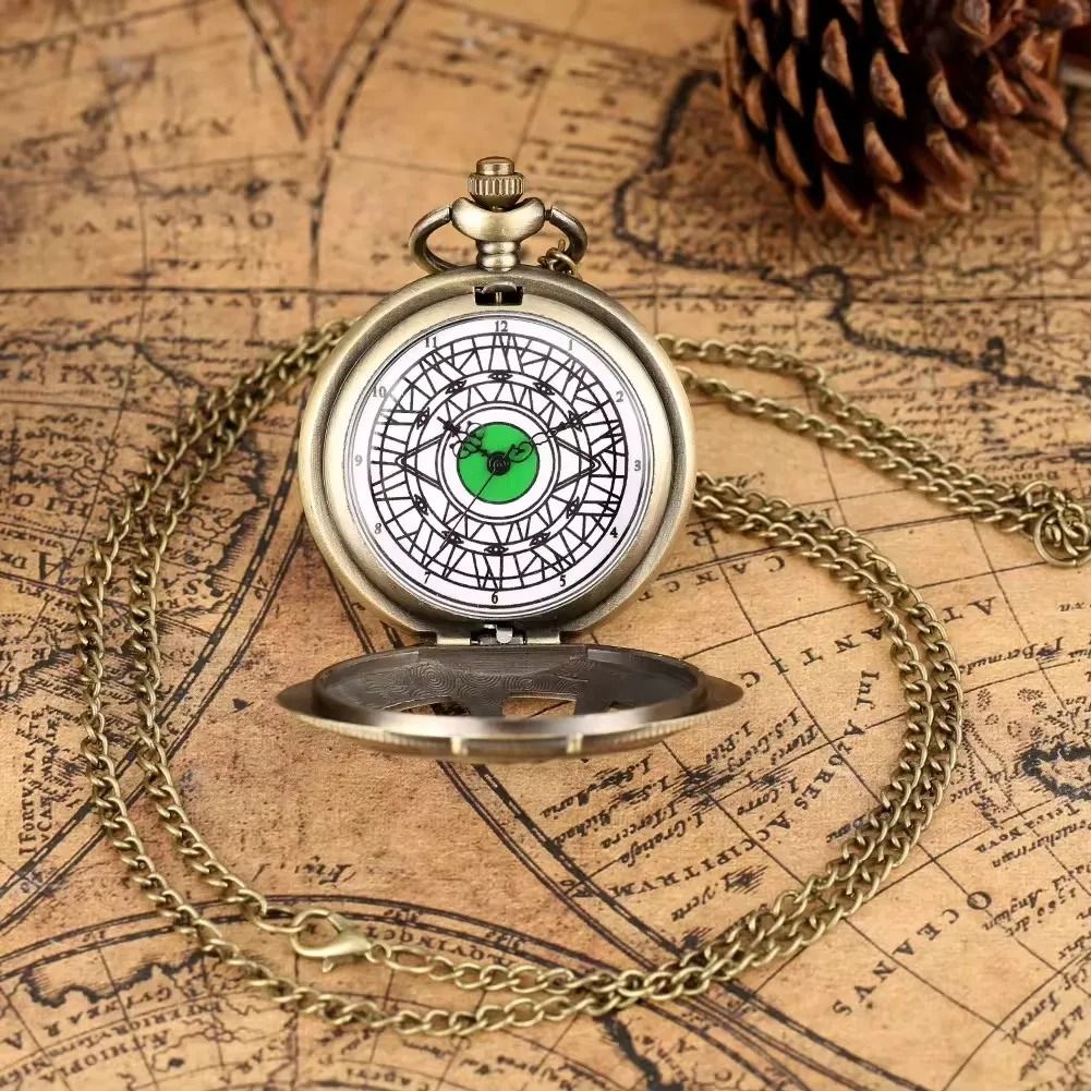 Eye Pendant Pocket Watch Vintage Quartz Necklace Retro Style Timepiece