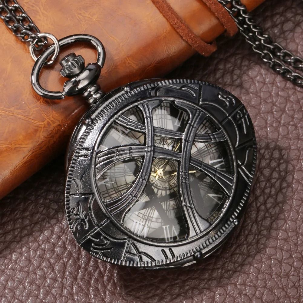Eye Pendant Pocket Watch Vintage Quartz Necklace Retro Style Timepiece