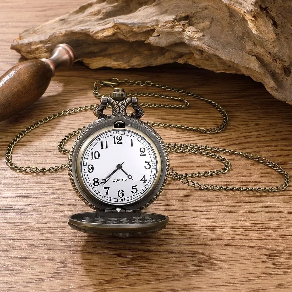Retro Motorcycle Pocket Watch Quartz Vintage Motorbike Design Pendant Watch
