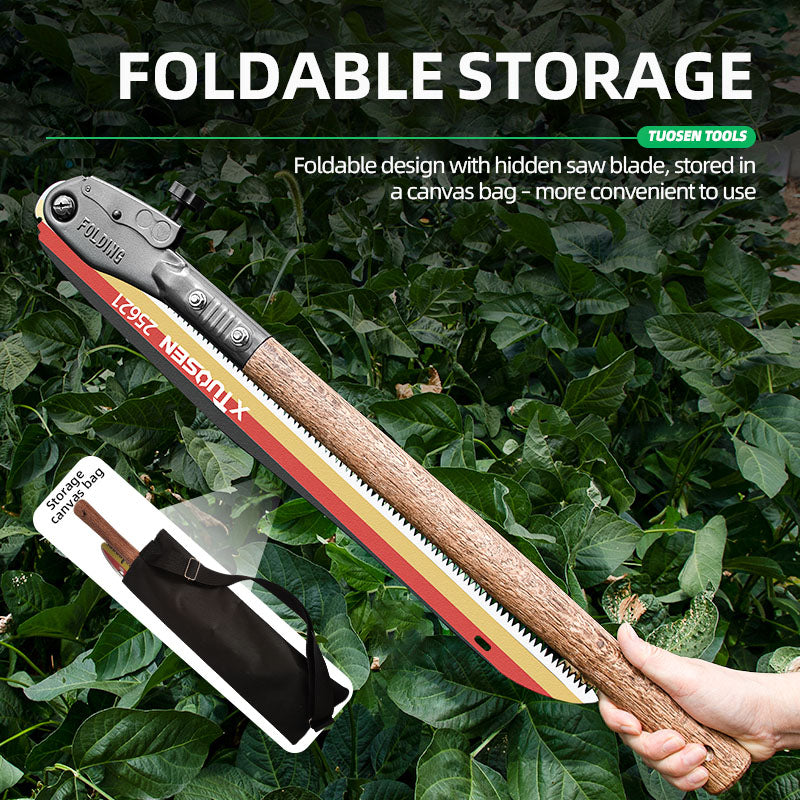 Outdoor Folding Saw Manganese Steel Pruning Saw for Wood Cutting, Extended Hand Saw with Wood Handle