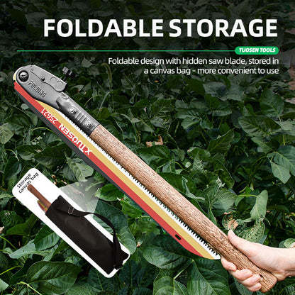 Outdoor Folding Saw Manganese Steel Pruning Saw for Wood Cutting, Extended Hand Saw with Wood Handle