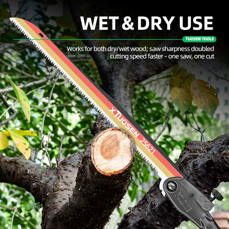 Outdoor Folding Saw Manganese Steel Pruning Saw for Wood Cutting, Extended Hand Saw with Wood Handle