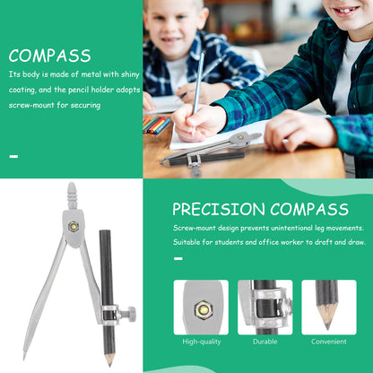 Precision Compass Geometry Tool Set  Professional Drawing & Drafting Compass for Students, Artists, and Woodworkers