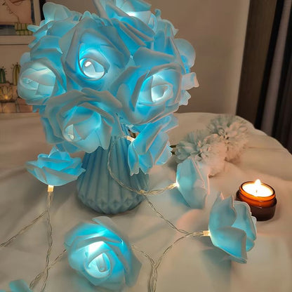 Rose Flower String Lights Battery Powered Romantic Bedroom Decor
