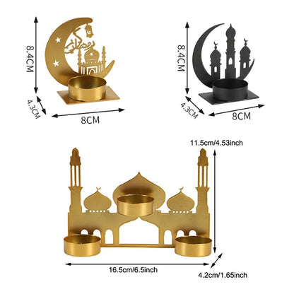 Crescent-Glow Ramadan Metallic Candle Holder