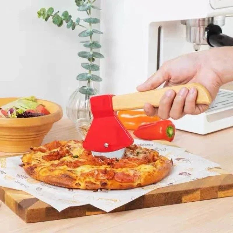 Stainless Steel Pizza Cutter Wheel with Bamboo Handle Sharp Rotary Blade