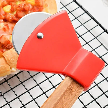 Stainless Steel Pizza Cutter Wheel with Bamboo Handle Sharp Rotary Blade