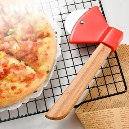 Stainless Steel Pizza Cutter Wheel with Bamboo Handle Sharp Rotary Blade