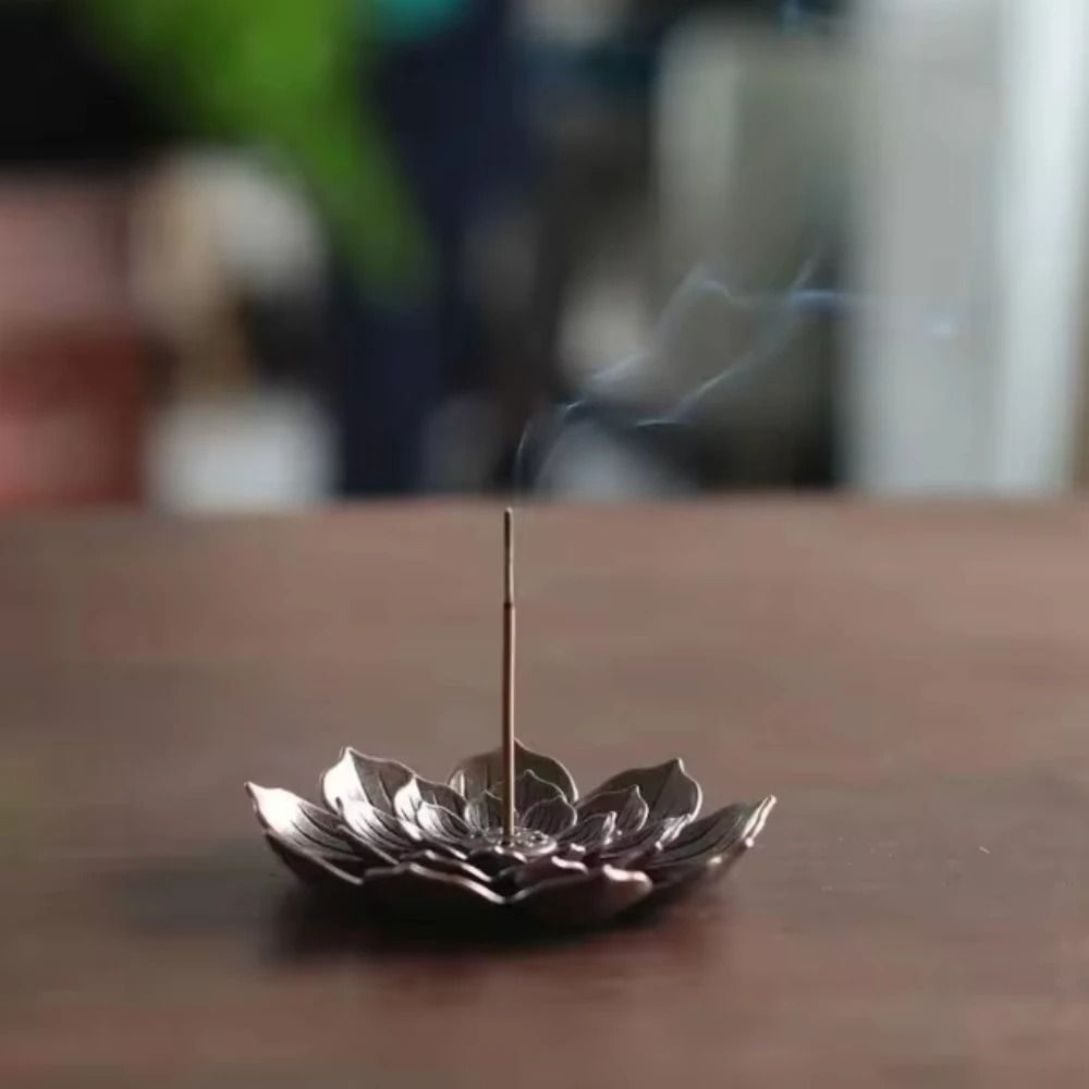 Lotus Alloy Incense Burner Stick and Coil Holder for Meditation Decor