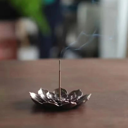 Lotus Alloy Incense Burner Stick and Coil Holder for Meditation Decor