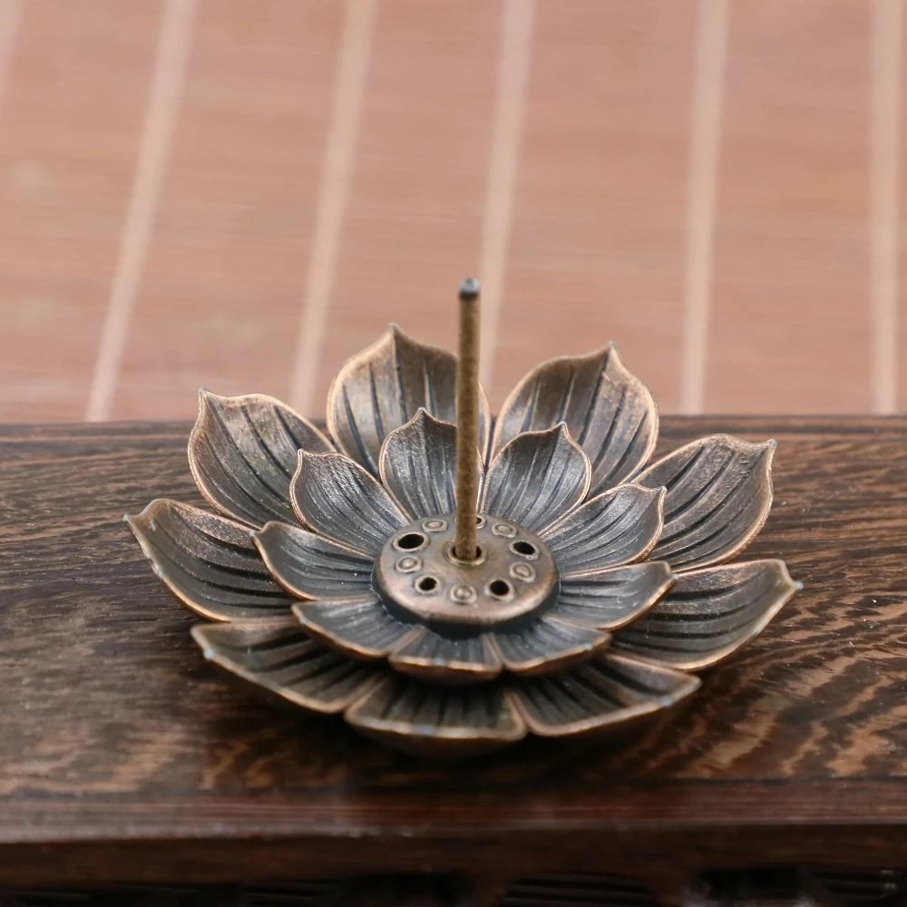 Lotus Alloy Incense Burner Stick and Coil Holder for Meditation Decor