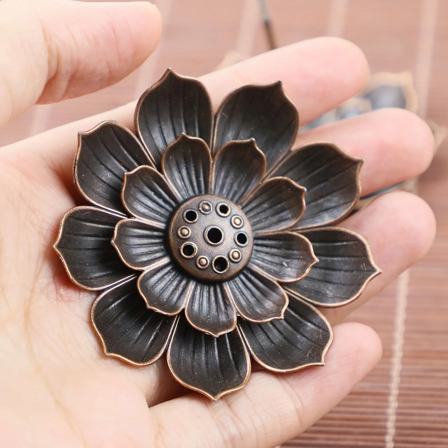 Lotus Alloy Incense Burner Stick and Coil Holder for Meditation Decor
