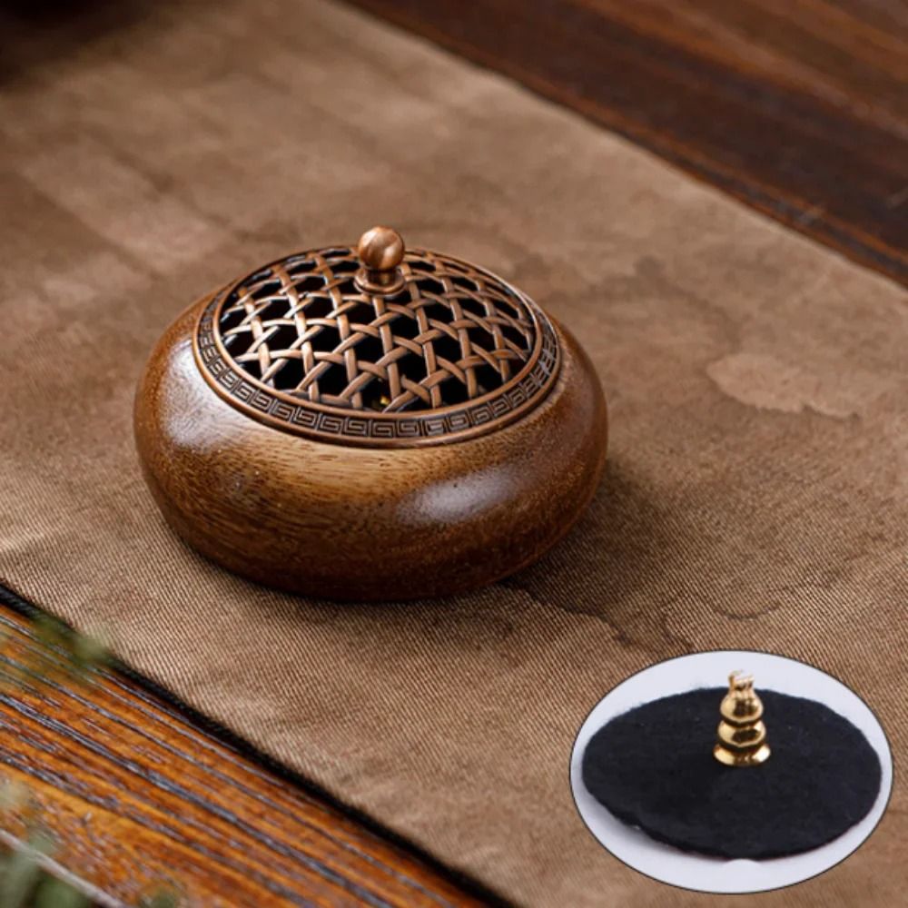 Walnut Wood Zen Incense Burner for Tea Ceremony and Meditation Decor